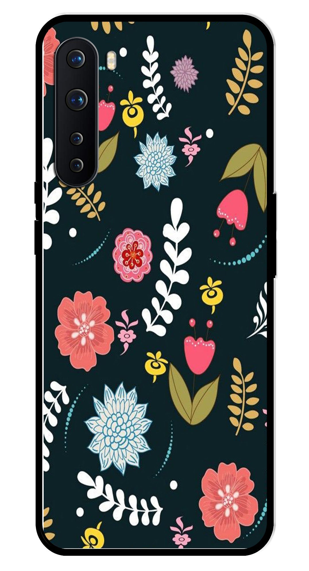 Floral Pattern2 Metal Mobile Case for OnePlus Nord