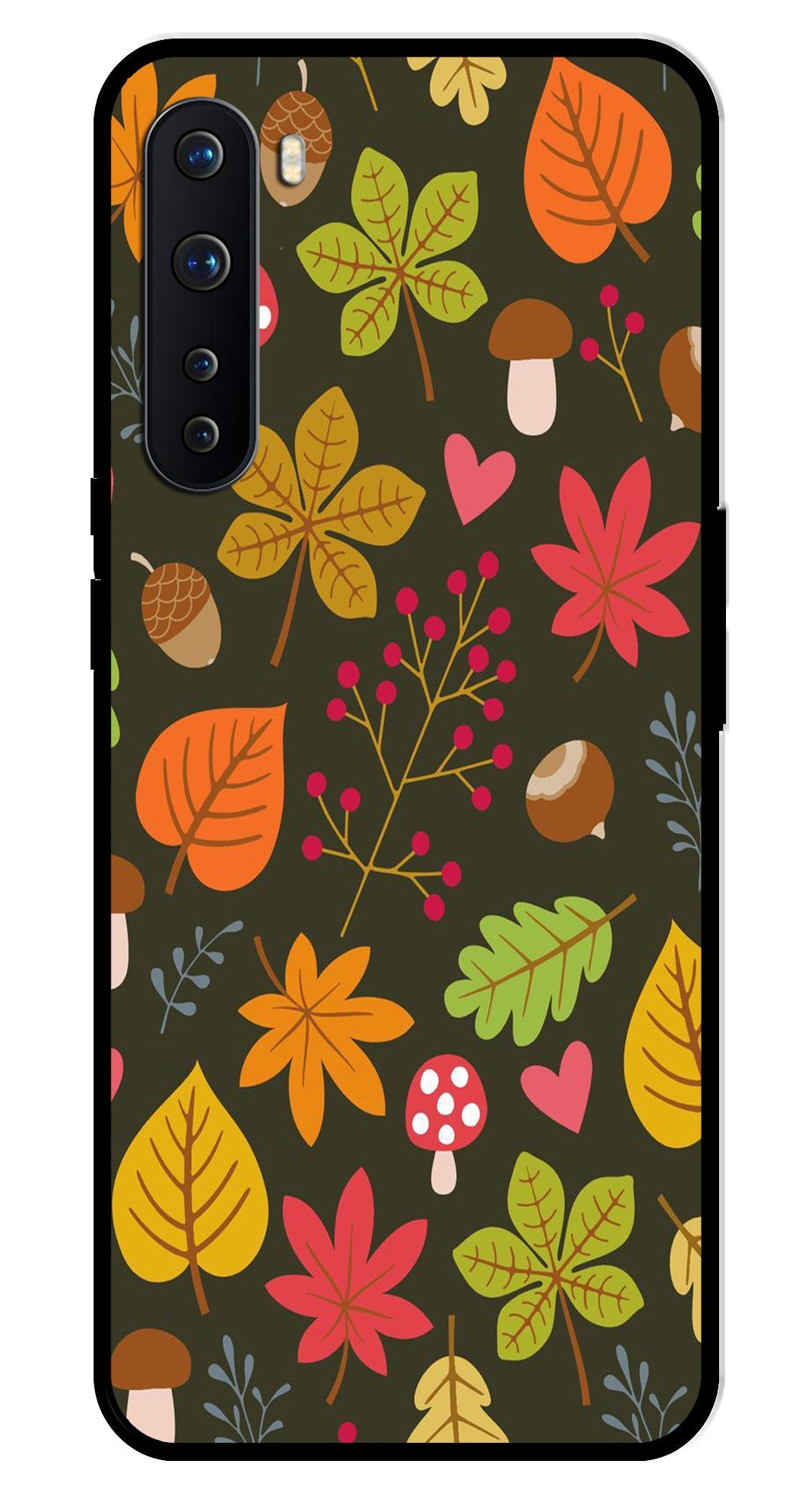 Leaves Design Metal Mobile Case for OnePlus Nord