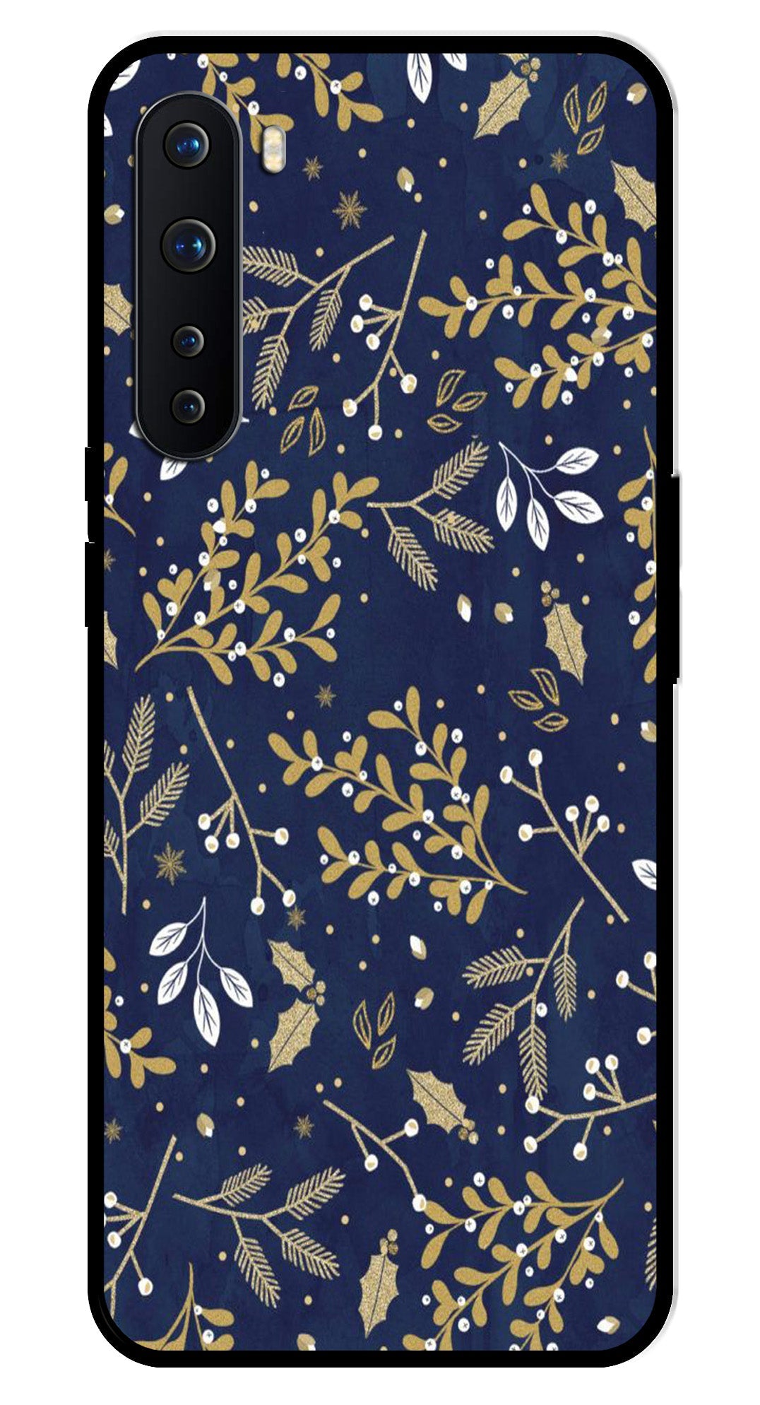 Floral Pattern  Metal Mobile Case for OnePlus Nord