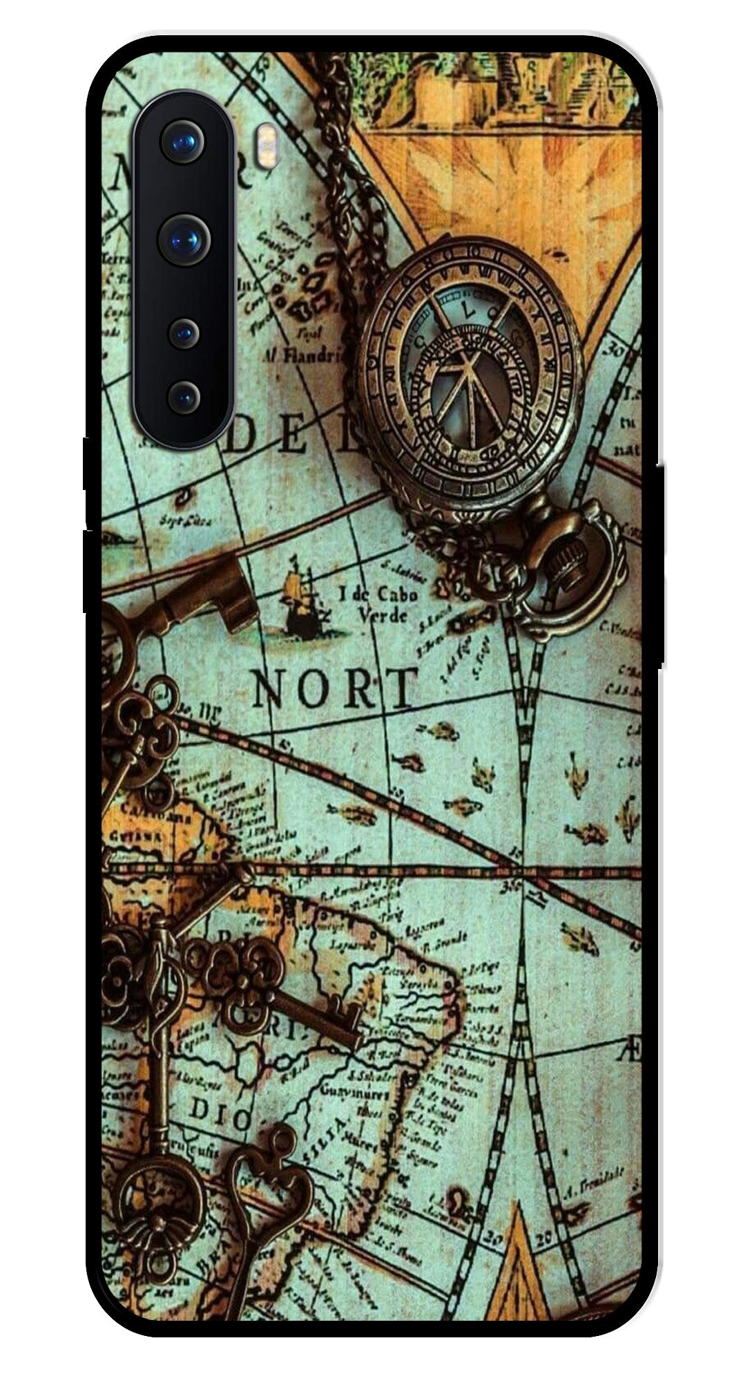 Map Design Metal Mobile Case for OnePlus Nord