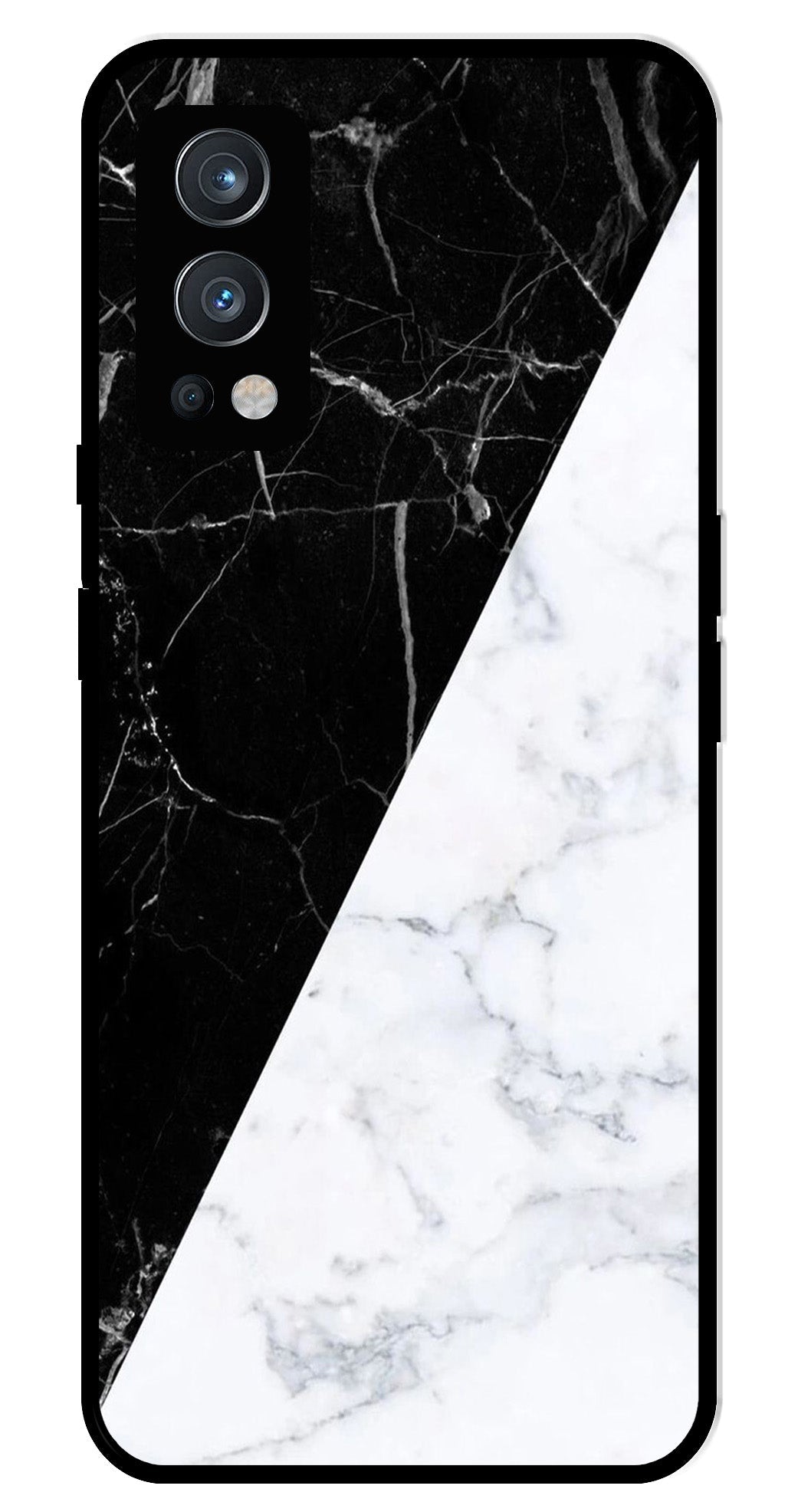 Black White Marble Design Metal Mobile Case for OnePlus Nord 2 5G
