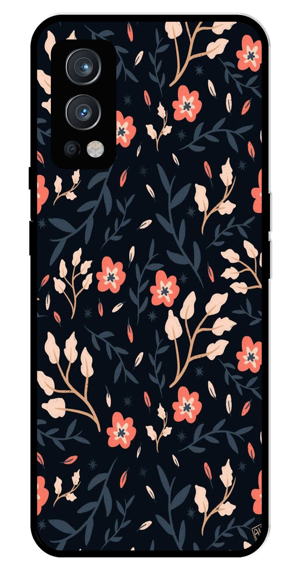 Floral Pattern Metal Mobile Case for OnePlus Nord 2 5G