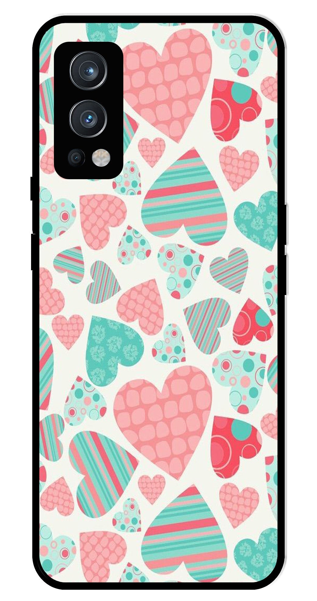 Hearts Pattern Metal Mobile Case for OnePlus Nord 2 5G