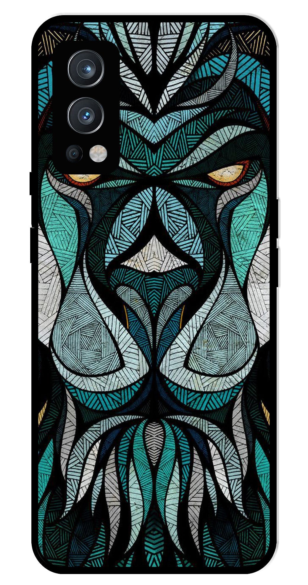Lion Pattern Metal Mobile Case for OnePlus Nord 2 5G