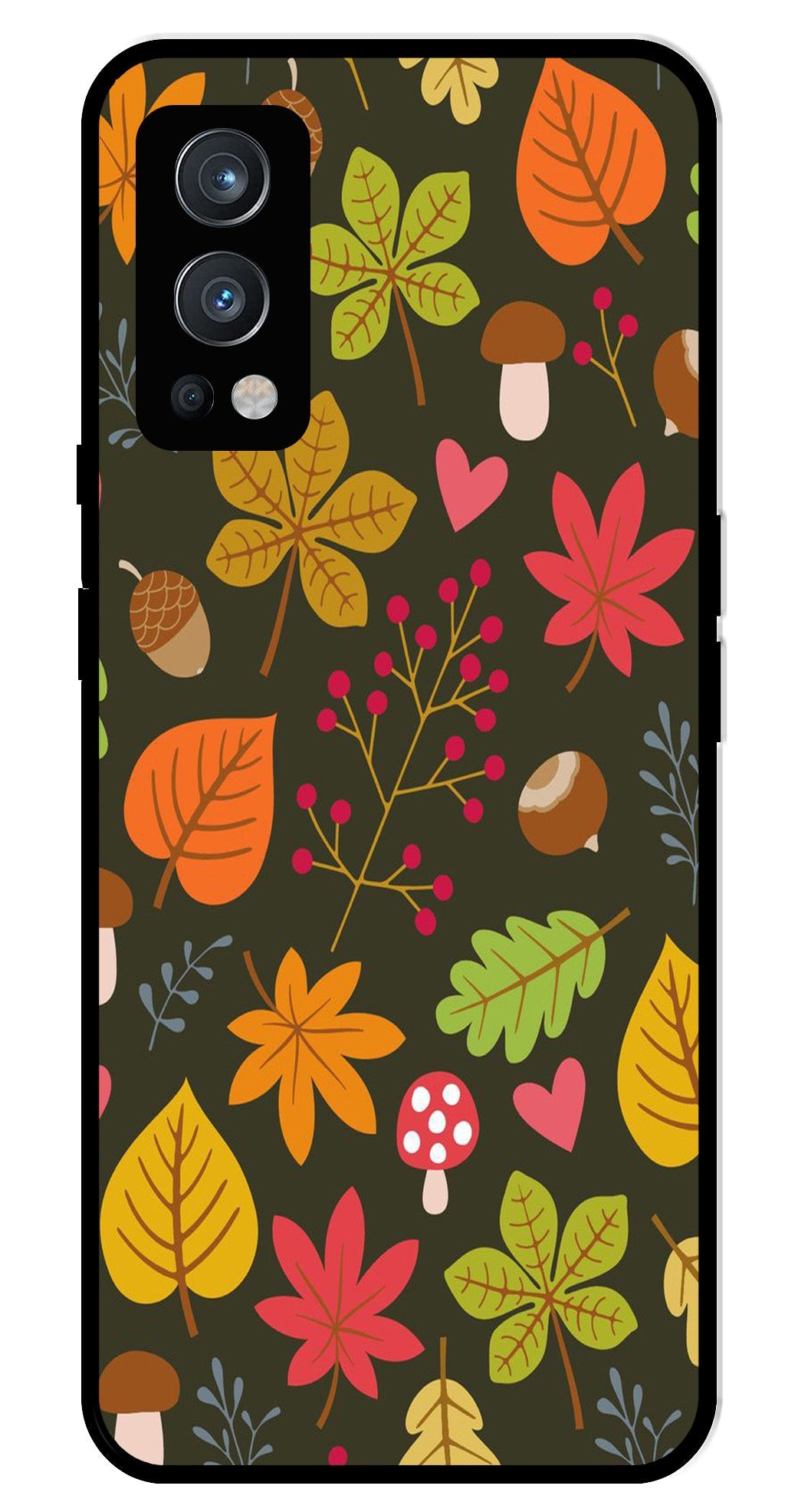 Leaves Design Metal Mobile Case for OnePlus Nord 2 5G