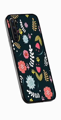 Floral Pattern2 Metal Mobile Case for OnePlus Nord   (Design No -12)
