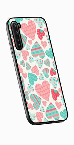 Hearts Pattern Metal Mobile Case for OnePlus Nord   (Design No -22)