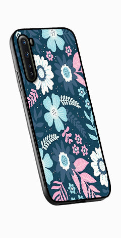 Flower Leaves Design Metal Mobile Case for OnePlus Nord   (Design No -50)