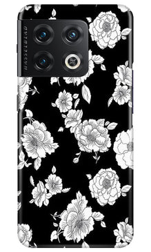 White flowers Black Background Mobile Back Case for OnePlus 10 Pro 5G (Design - 9)
