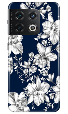 White flowers Blue Background Mobile Back Case for OnePlus 10 Pro 5G (Design - 14)