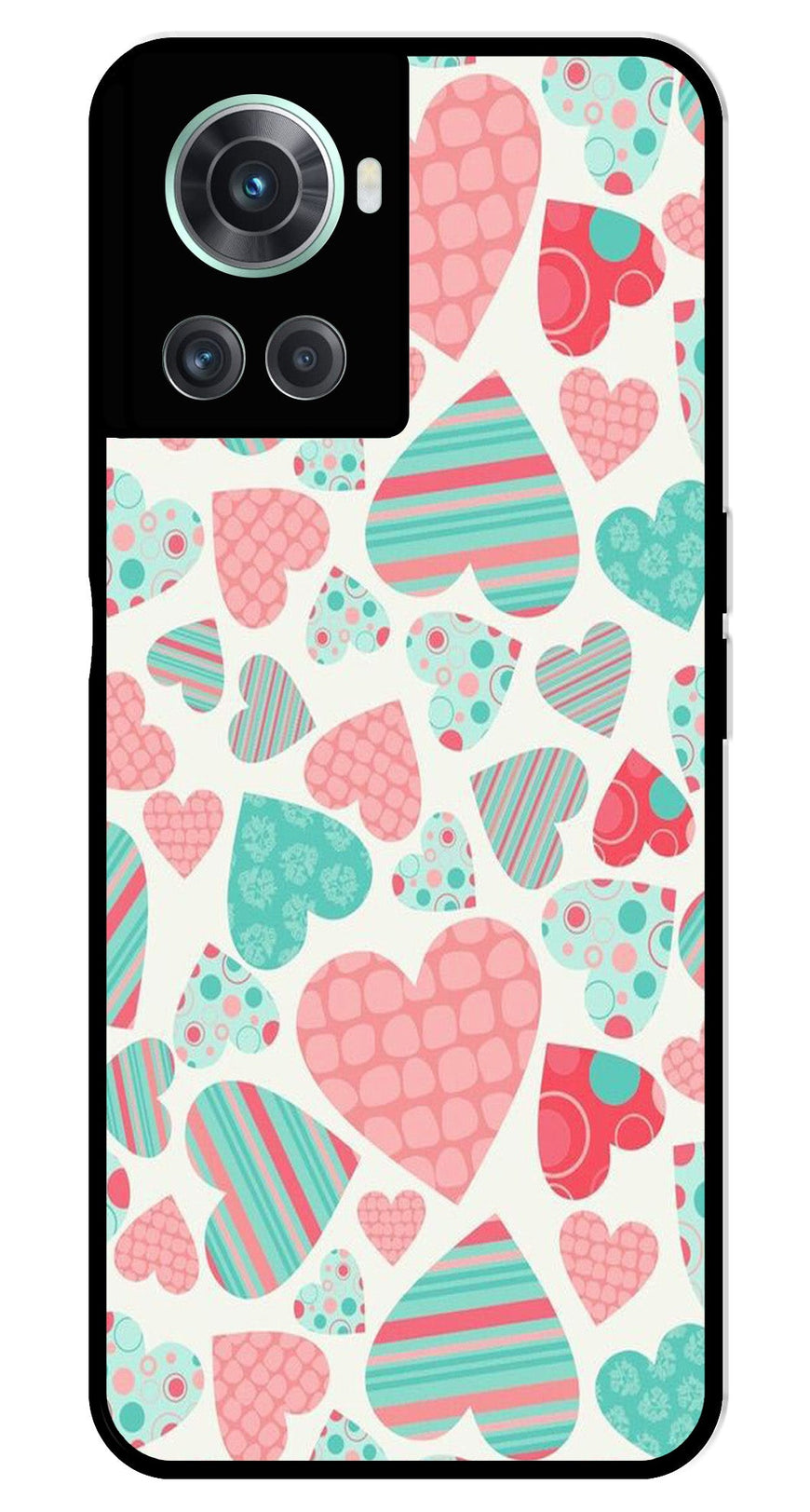 Hearts Pattern Metal Mobile Case for OnePlus 10R
