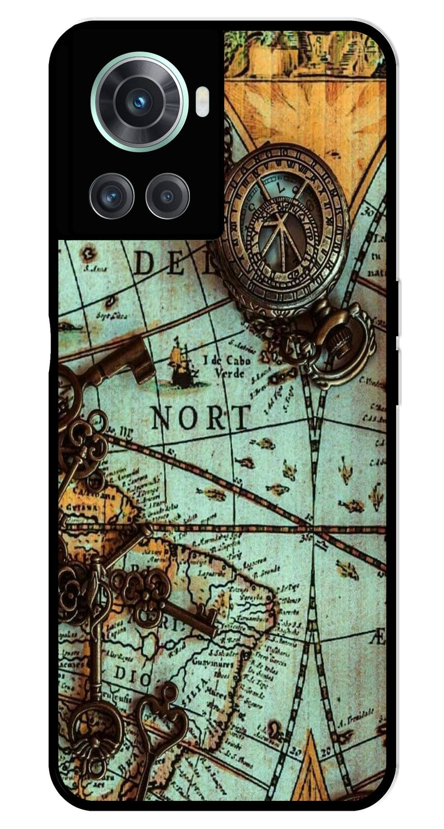 Map Design Metal Mobile Case for OnePlus 10R
