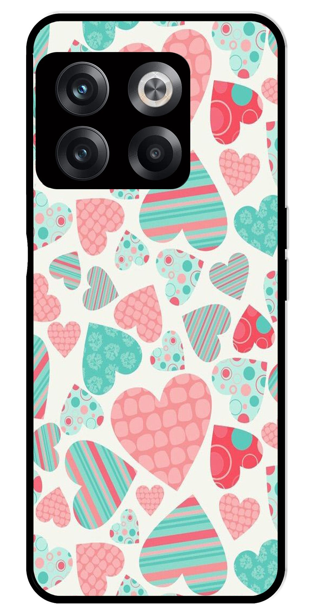 Hearts Pattern Metal Mobile Case for OnePlus 10T