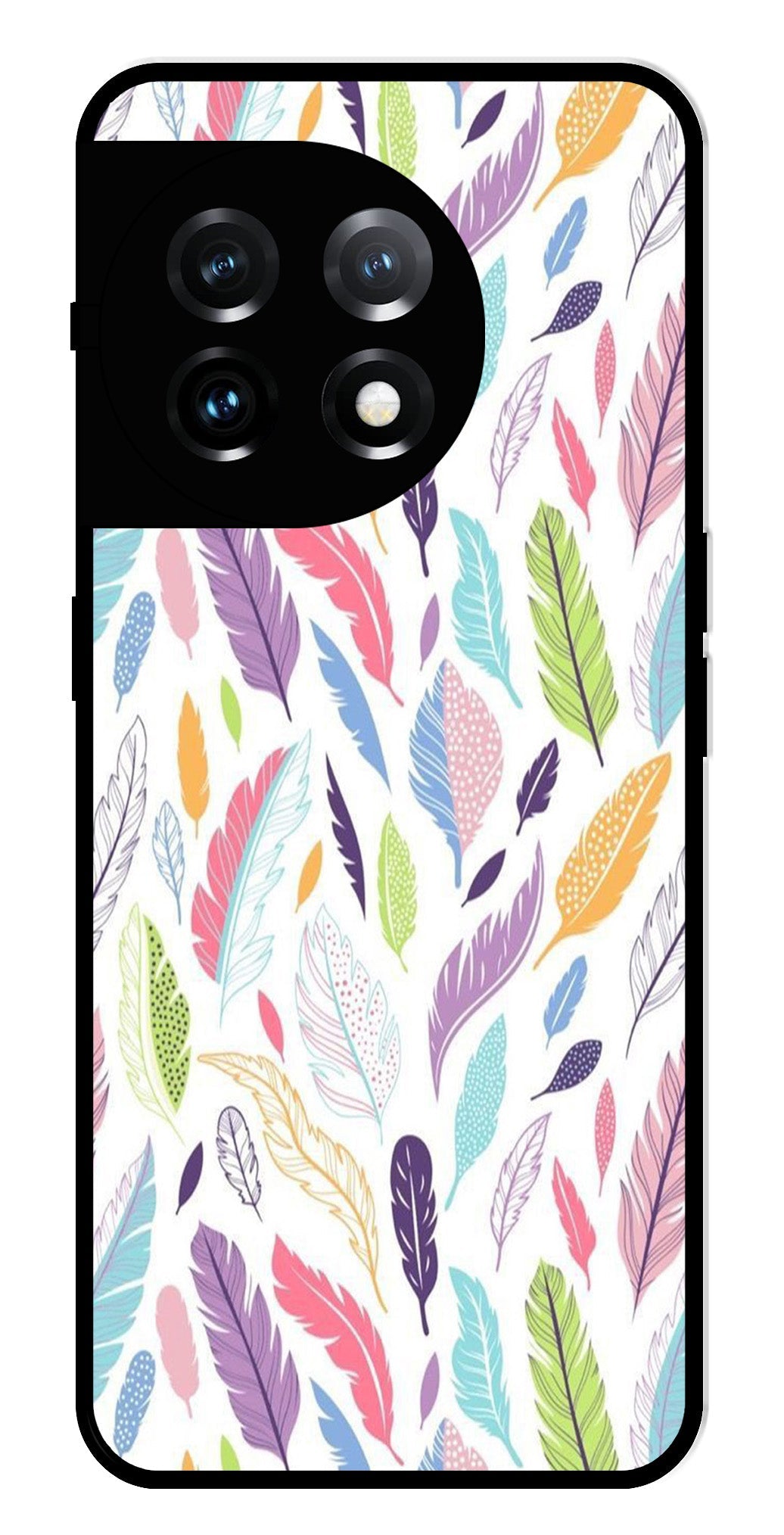 Colorful Feathers Metal Mobile Case for OnePlus 11R 5G Metal Case