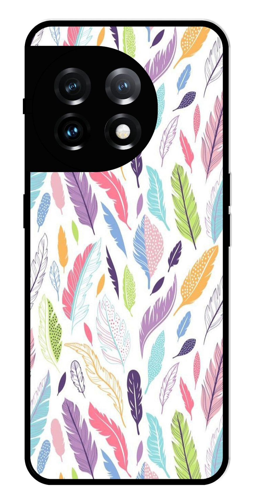 Colorful Feathers Metal Mobile Case for OnePlus 11R 5G Metal Case