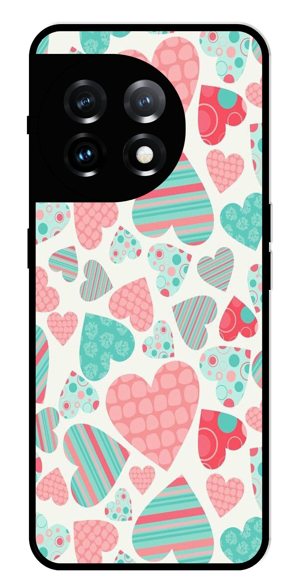 Hearts Pattern Metal Mobile Case for OnePlus 11R 5G Metal Case