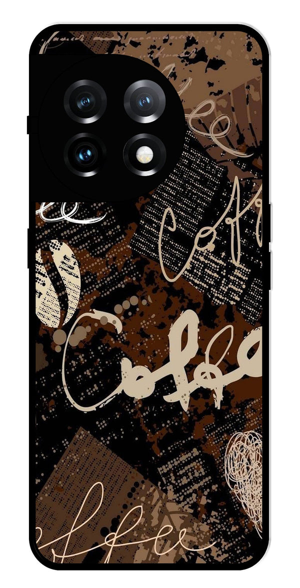 Coffee Pattern Metal Mobile Case for OnePlus 11 5G Metal Case