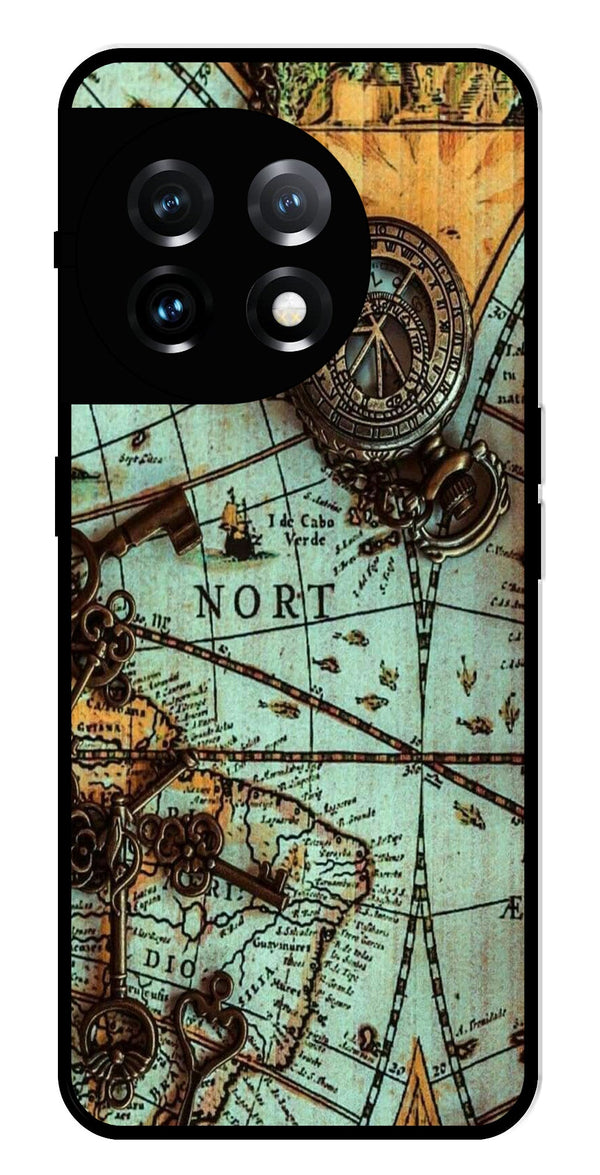 Map Design Metal Mobile Case for OnePlus 11R 5G Metal Case