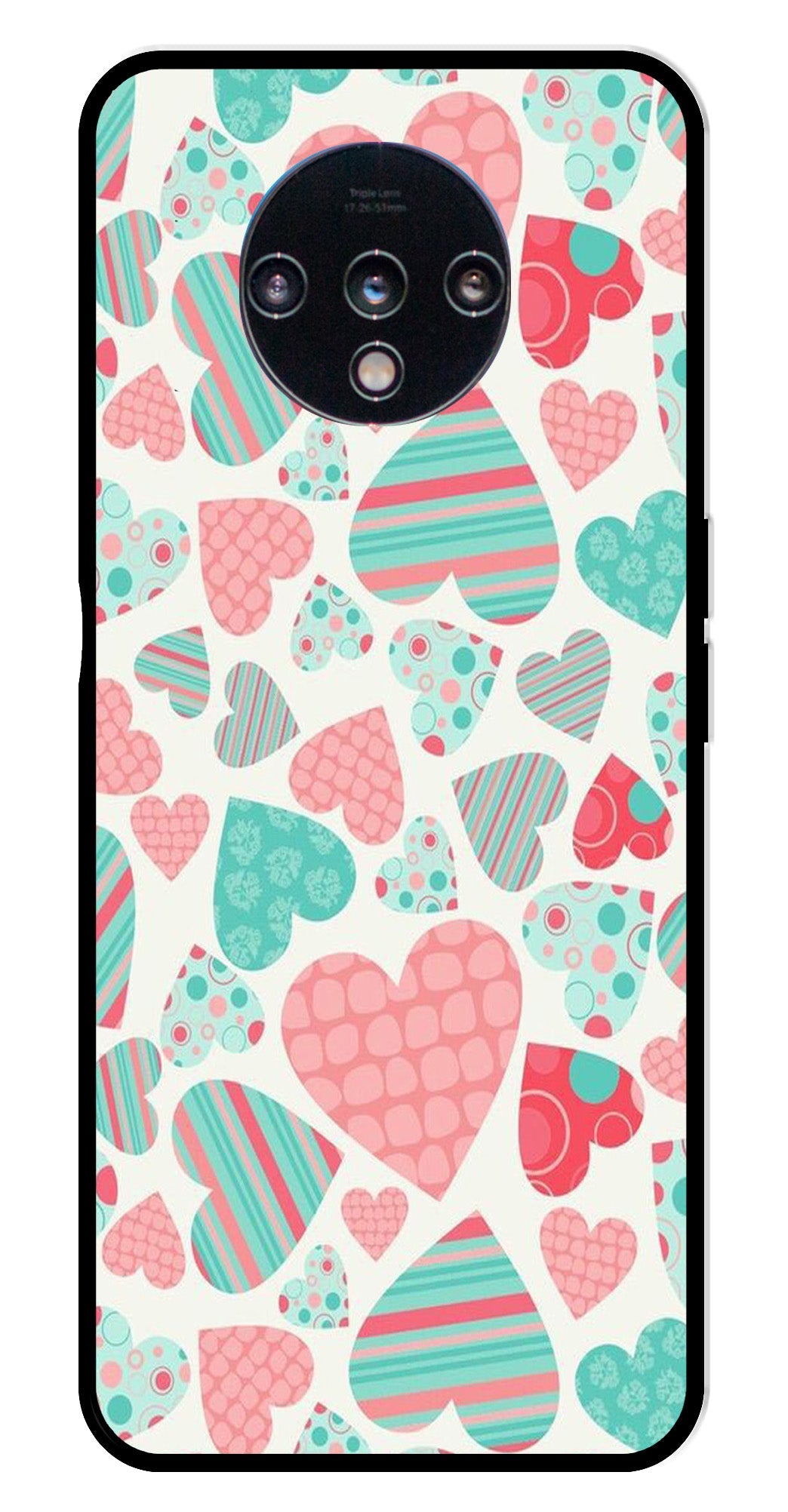 Hearts Pattern Metal Mobile Case for OnePlus 7T