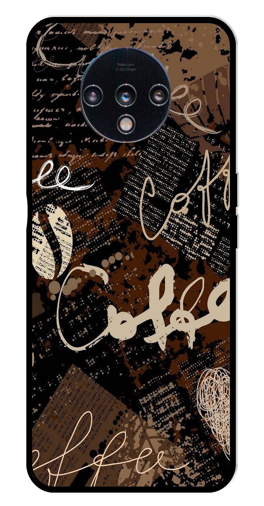 Coffee Pattern Metal Mobile Case for OnePlus 7T