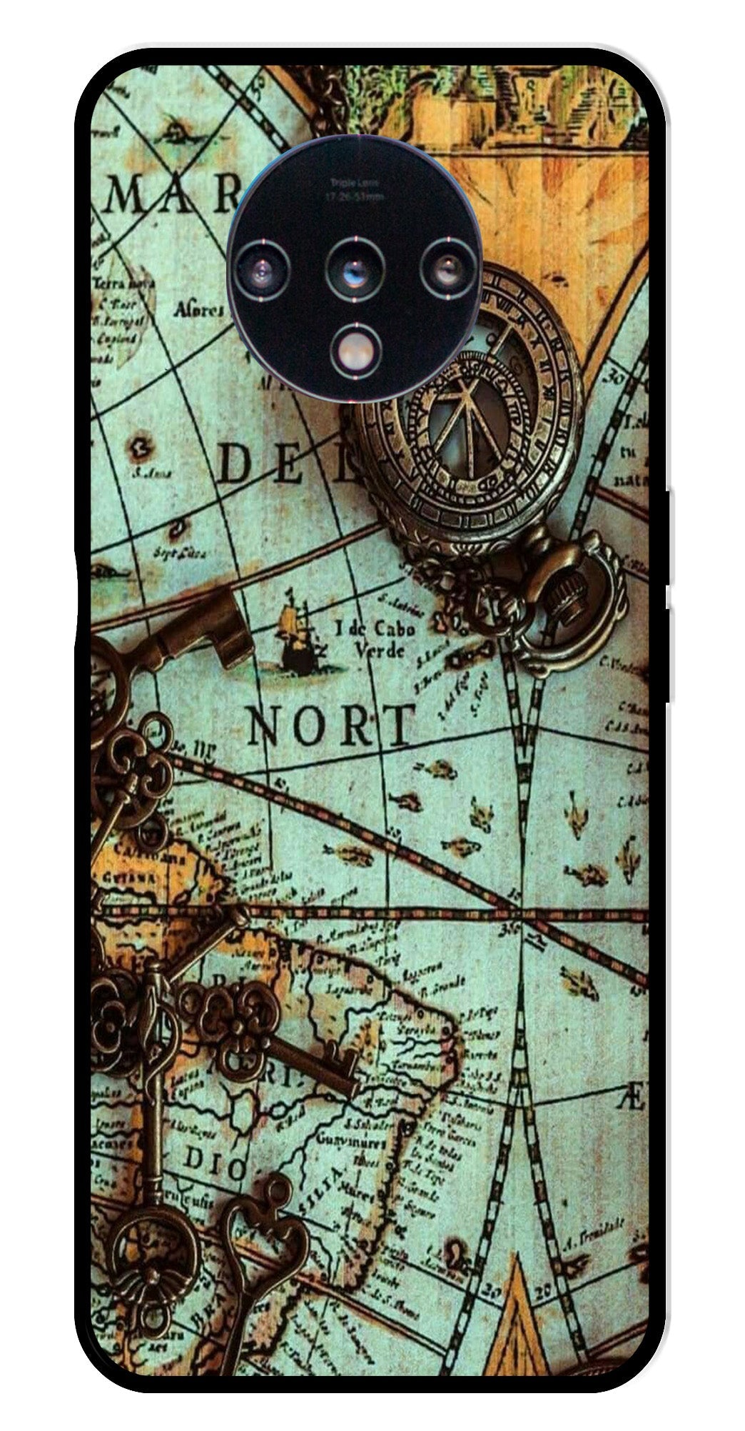 Map Design Metal Mobile Case for OnePlus 7T