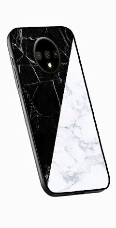 Black White Marble Design Metal Mobile Case for OnePlus 7T   (Design No -09)