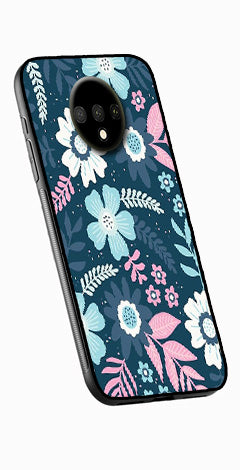 Flower Leaves Design Metal Mobile Case for OnePlus 7T   (Design No -50)