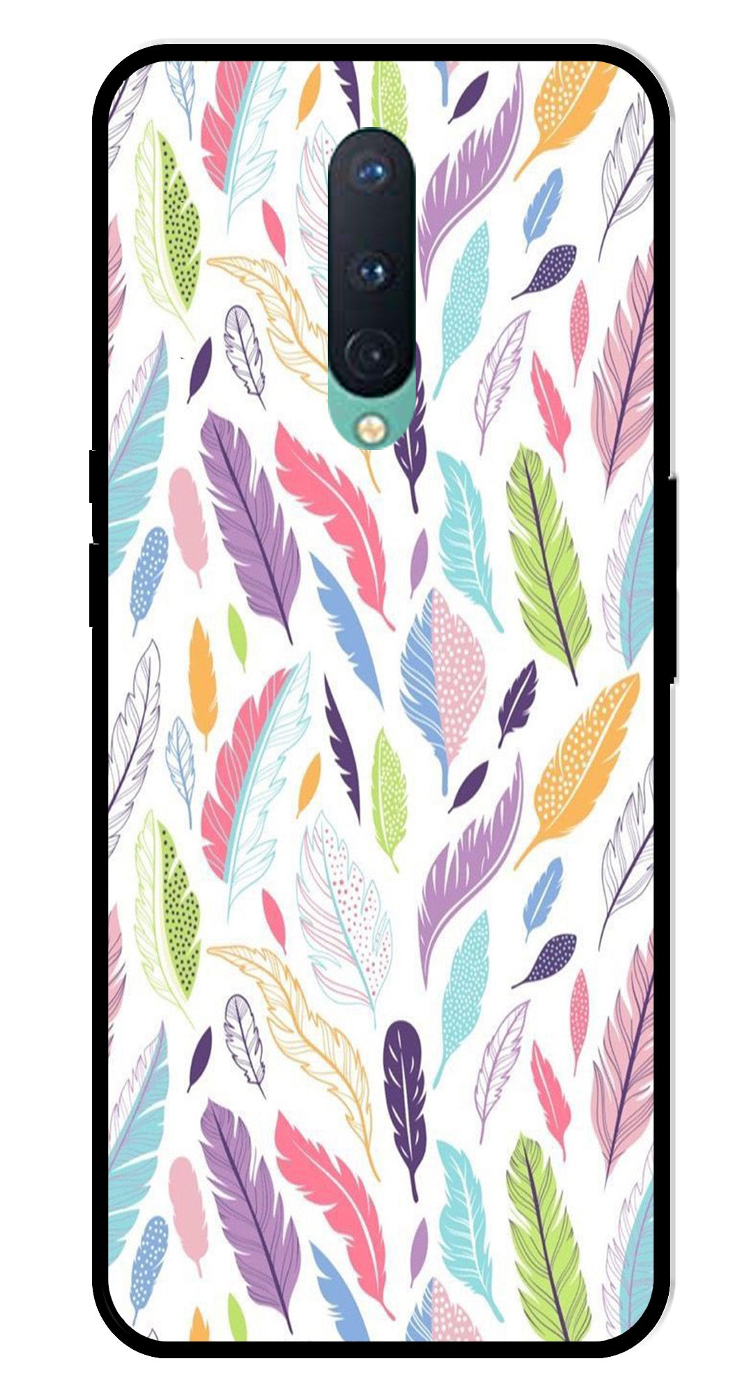 Colorful Feathers Metal Mobile Case for OnePlus 8