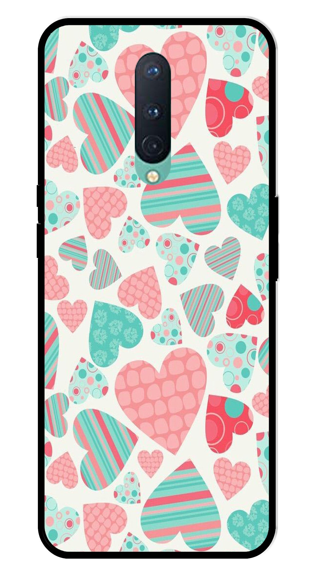 Hearts Pattern Metal Mobile Case for OnePlus 8