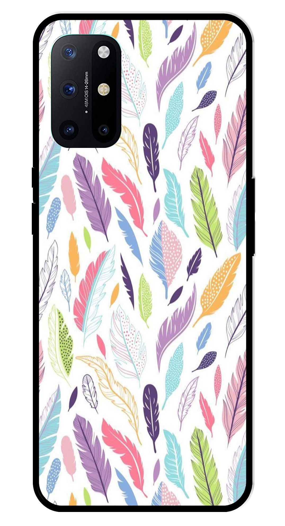 Colorful Feathers Metal Mobile Case for OnePlus 8T