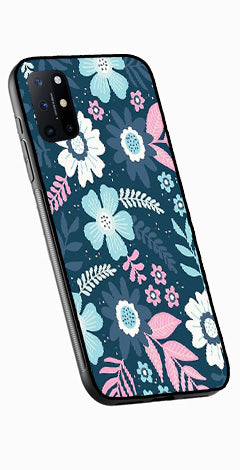 Flower Leaves Design Metal Mobile Case for OnePlus 8T   (Design No -50)