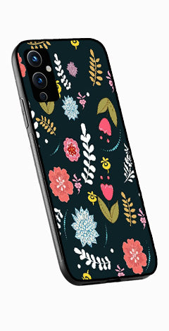 Floral Pattern2 Metal Mobile Case for OnePlus 9   (Design No -12)