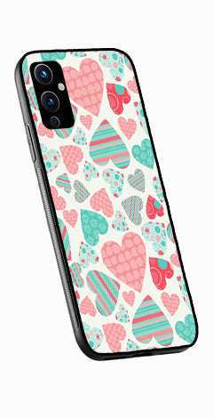 Hearts Pattern Metal Mobile Case for OnePlus 9   (Design No -22)