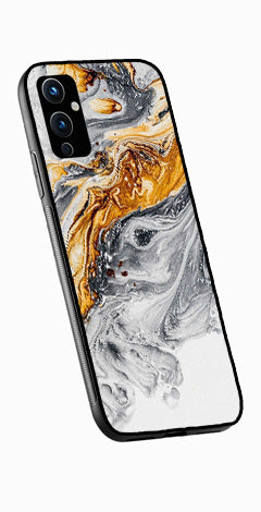 Marble Pattern Metal Mobile Case for OnePlus 9   (Design No -36)
