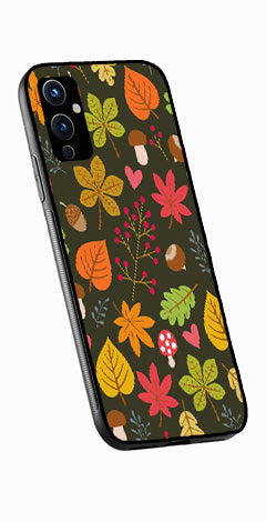 Leaves Design Metal Mobile Case for OnePlus 9   (Design No -51)