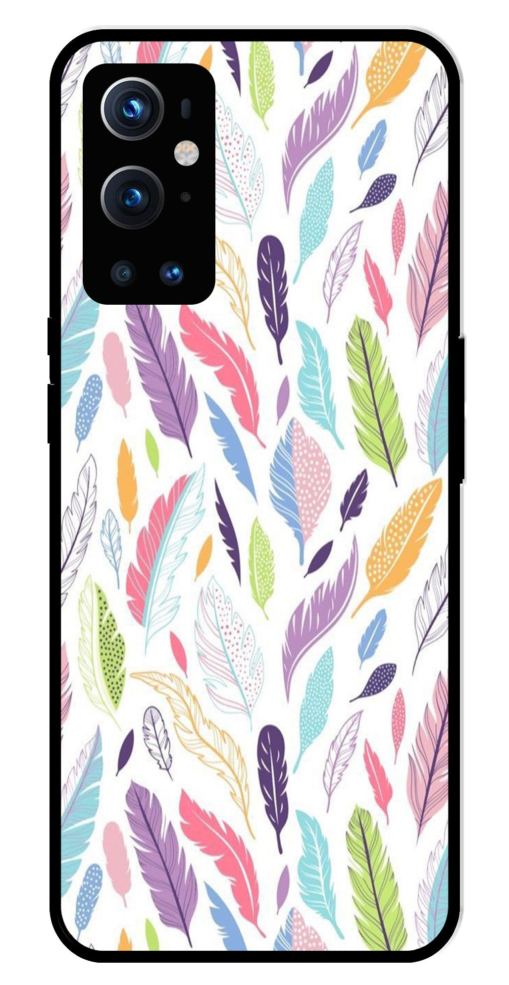Colorful Feathers Metal Mobile Case for OnePlus 9 Pro