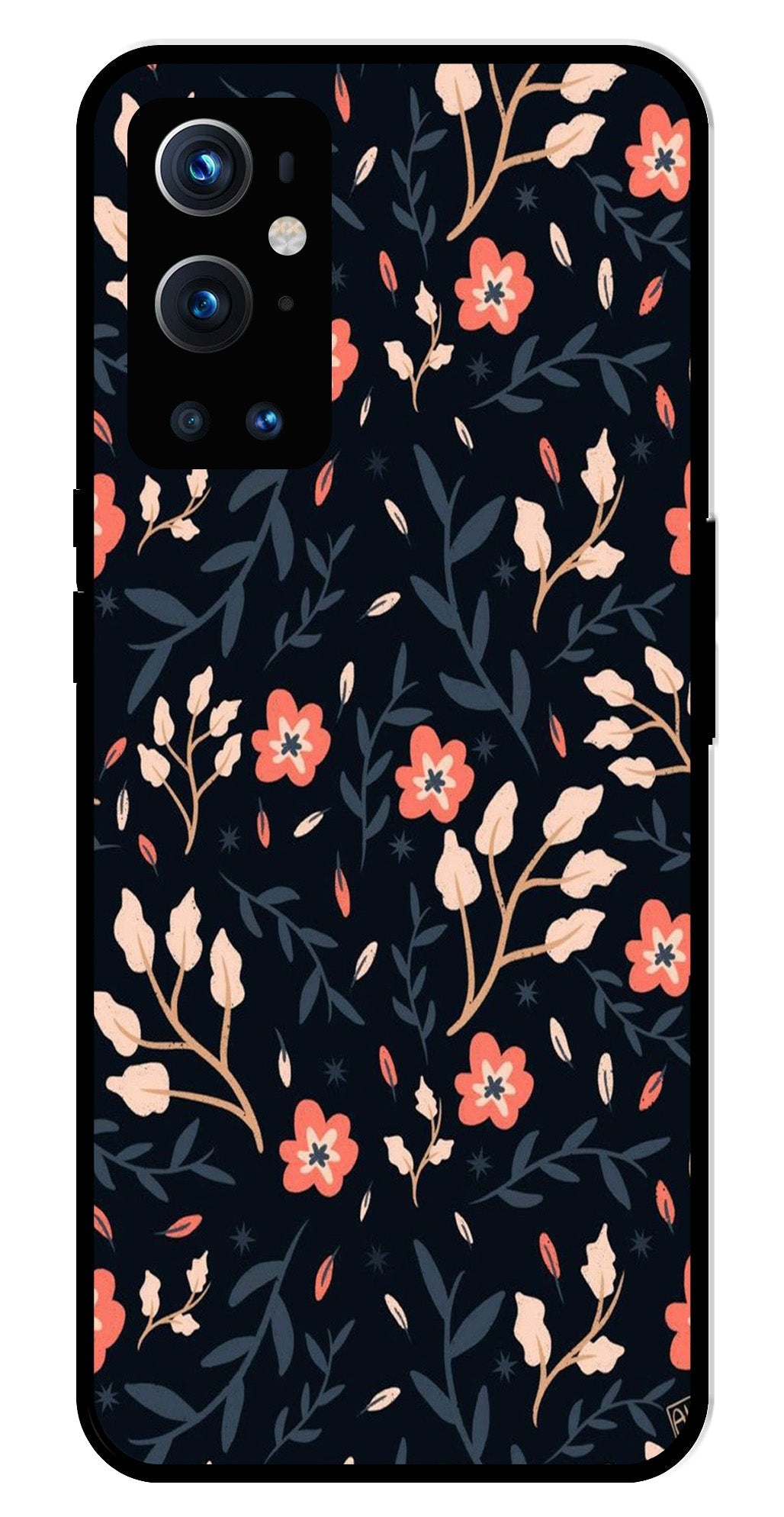 Floral Pattern Metal Mobile Case for OnePlus 9 Pro