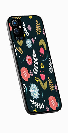 Floral Pattern2 Metal Mobile Case for OnePlus 9 Pro   (Design No -12)