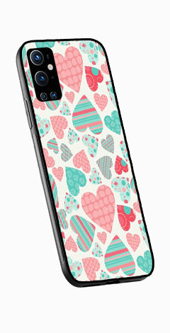 Hearts Pattern Metal Mobile Case for OnePlus 9 Pro   (Design No -22)
