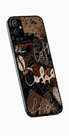 Coffee Pattern Metal Mobile Case for OnePlus 9 Pro   (Design No -37)