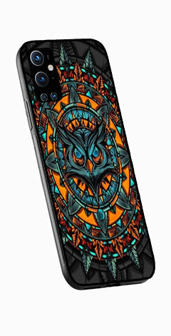 Owl Pattern Metal Mobile Case for OnePlus 9 Pro   (Design No -42)