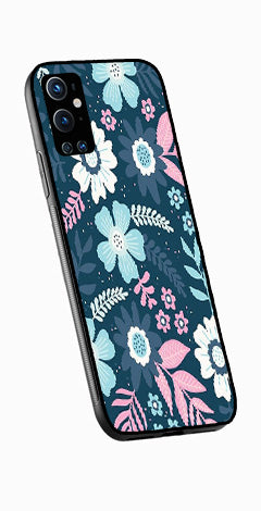 Flower Leaves Design Metal Mobile Case for OnePlus 9 Pro   (Design No -50)