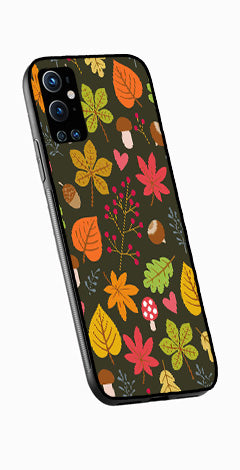 Leaves Design Metal Mobile Case for OnePlus 9 Pro   (Design No -51)