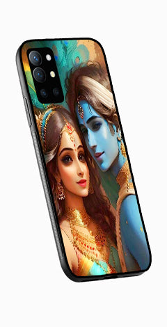 Lord Radha Krishna Metal Mobile Case for OnePlus 9R   (Design No -01)