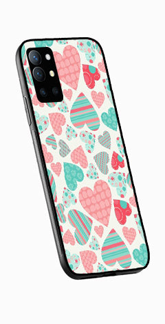 Hearts Pattern Metal Mobile Case for OnePlus 9R   (Design No -22)