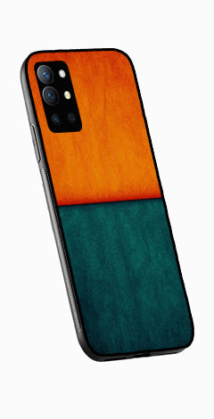 Orange Green Pattern Metal Mobile Case for OnePlus 9R   (Design No -45)