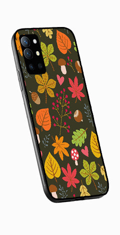 Leaves Design Metal Mobile Case for OnePlus 9R   (Design No -51)