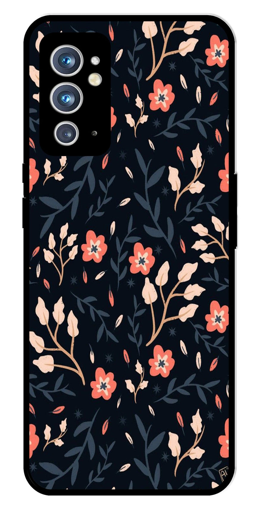 Floral Pattern Metal Mobile Case for OnePlus 9RT