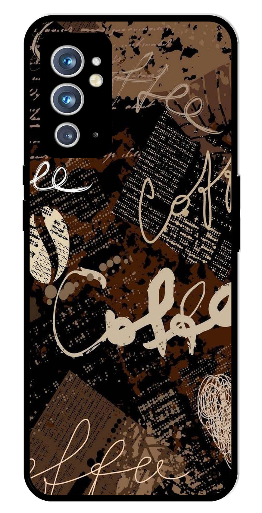 Coffee Pattern Metal Mobile Case for OnePlus 9RT