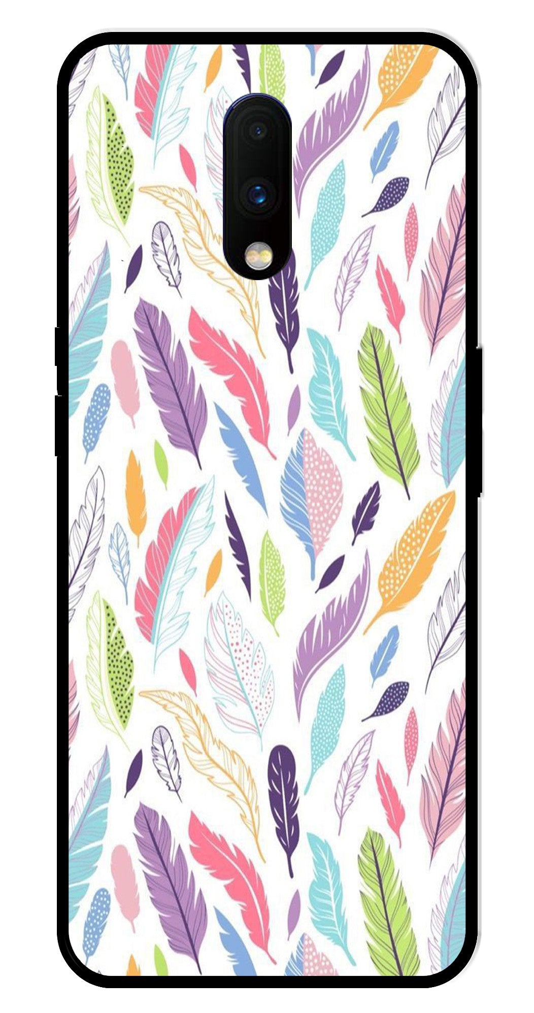 Colorful Feathers Metal Mobile Case for OnePlus 7